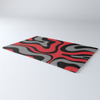 Modern Retro Liquid Swirl Abstract Pattern Black Red Gray Rug Gallery Image 3
