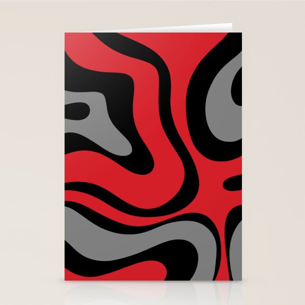 Modern Retro Liquid Swirl Abstract Pattern Black Red Gray Stationery Card Gallery Image 2