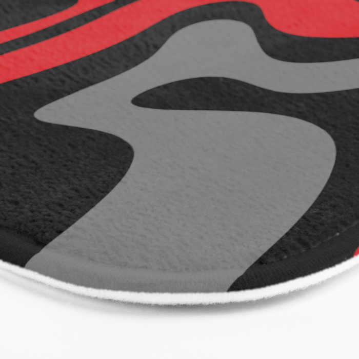 Modern Retro Liquid Swirl Abstract Pattern Black Red Gray Bath Mat Gallery Image 3