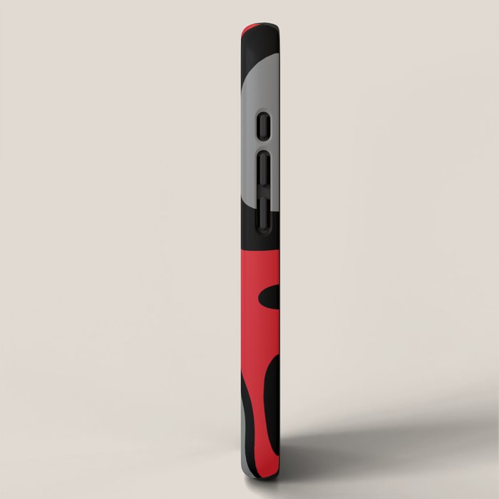 Modern Retro Liquid Swirl Abstract Pattern Black Red Gray iPhone Case Gallery Image 2