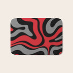 Modern Retro Liquid Swirl Abstract Pattern Black Red Gray Bath Mat Gallery Image 1