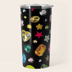 Gem Print in Black Travel Mug Gallery Image 1