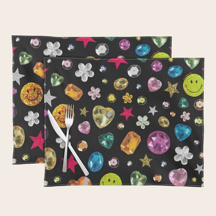 Gem Print in Black Placemat Gallery Image 1