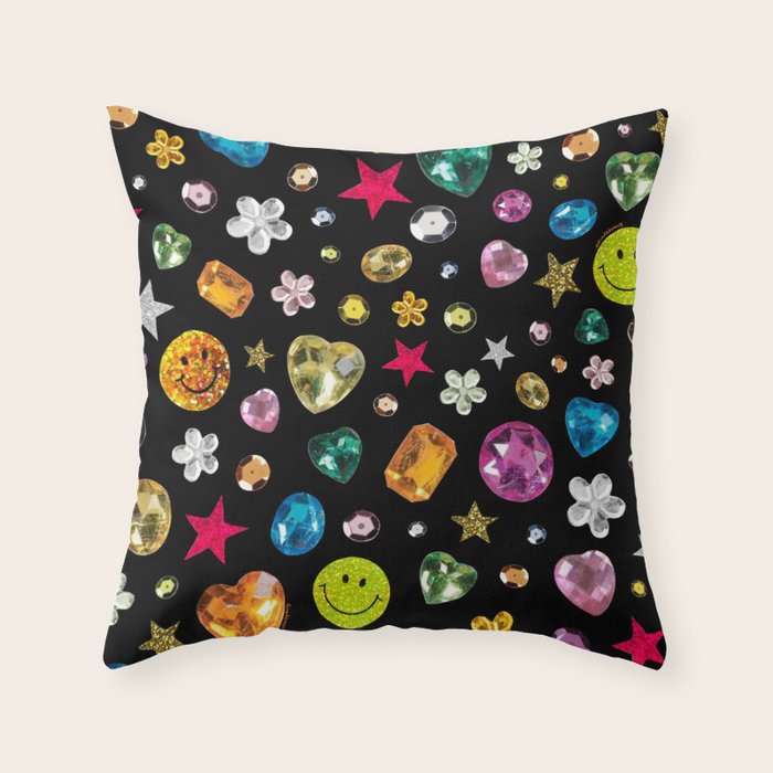Gem Print in Black Throw Pillow Gallery Image 6