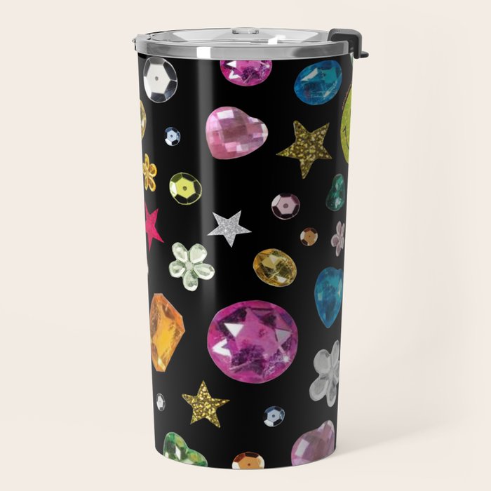 Gem Print in Black Travel Mug Gallery Image 2
