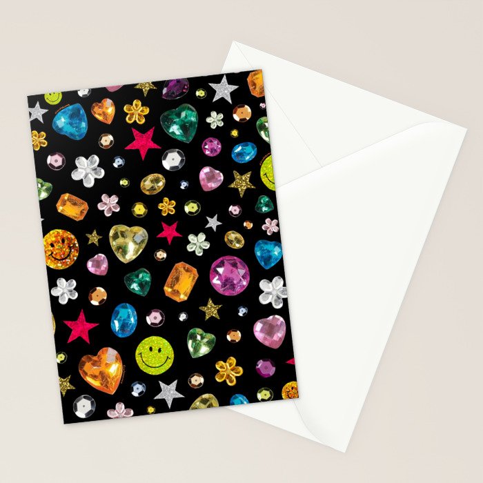 Gem Print in Black Stationery Card Gallery Image 2