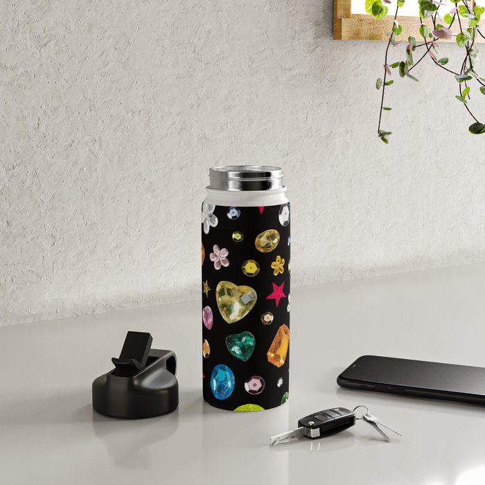 Gem Print in Black Water Bottle Gallery Image 4
