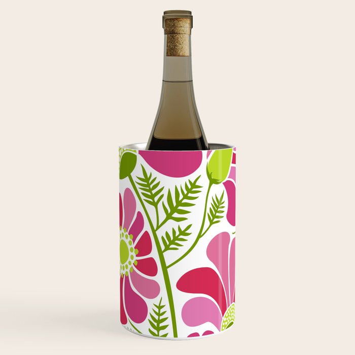 Pink Daisy Flower Illustration Wine Chiller Gallery Image 1