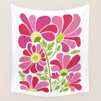 Pink Daisy Flower Illustration Wall Tapestry Gallery Image 4