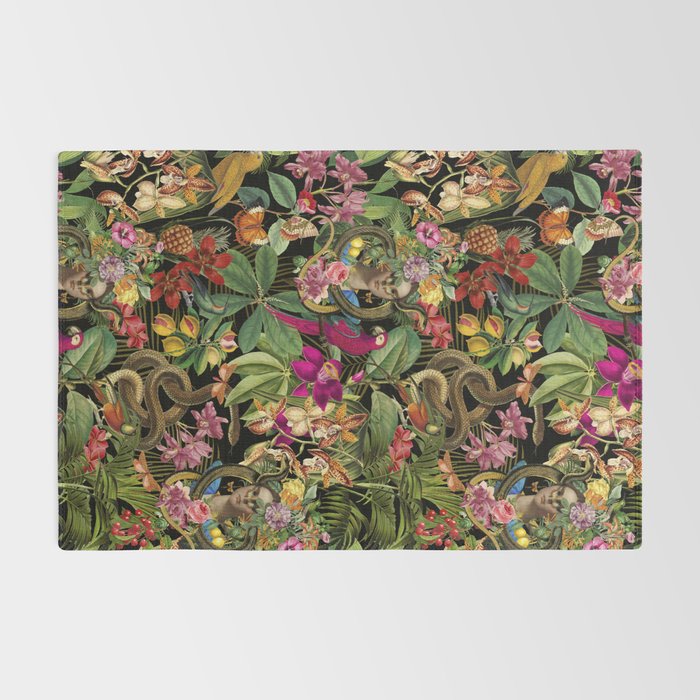 Snake Princess Tropical Jungle Vibes Multicolor  Black Rug Gallery Image 2
