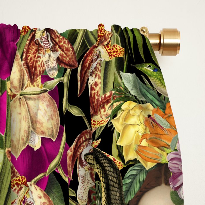 Snake Princess Tropical Jungle Vibes Multicolor  Black Window Curtain Gallery Image 2