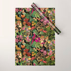 Snake Princess Tropical Jungle Vibes Multicolor  Black Wrapping Paper Gallery Image 1