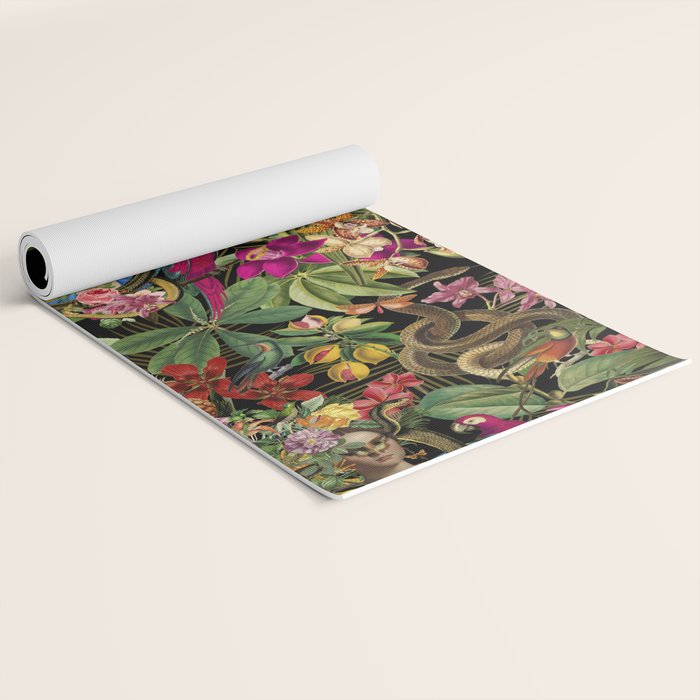 Snake Princess Tropical Jungle Vibes Multicolor  Black Yoga Mat Gallery Image 2