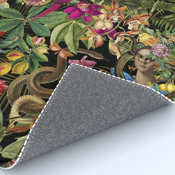 Snake Princess Tropical Jungle Vibes Multicolor  Black Rug Gallery Image 4