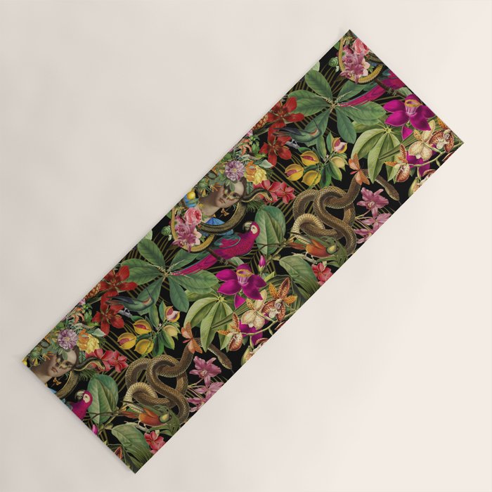 Snake Princess Tropical Jungle Vibes Multicolor  Black Yoga Mat Gallery Image 1