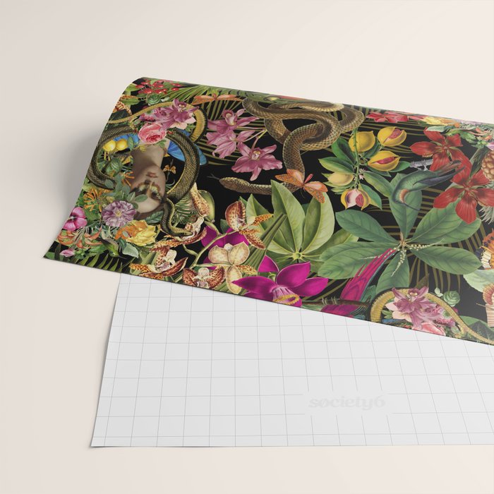 Snake Princess Tropical Jungle Vibes Multicolor  Black Wrapping Paper Gallery Image 2