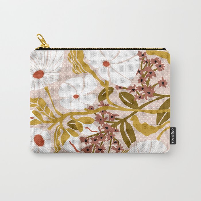 Klimt flowers  soft rose Carry All Pouch Gallery Image 1