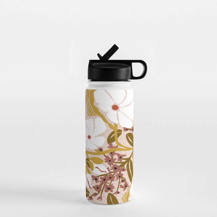 Klimt flowers  soft rose Water Bottle Gallery Image 1