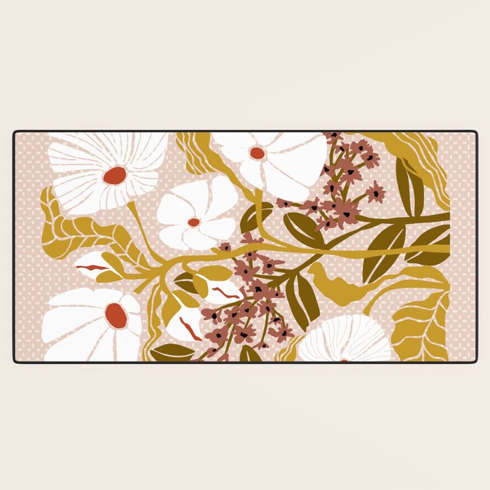 Klimt flowers  soft rose Desk Mat Gallery Image 3