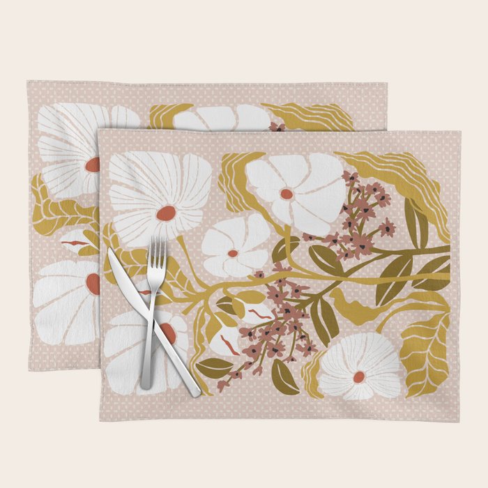 Klimt flowers  soft rose Placemat Gallery Image 1