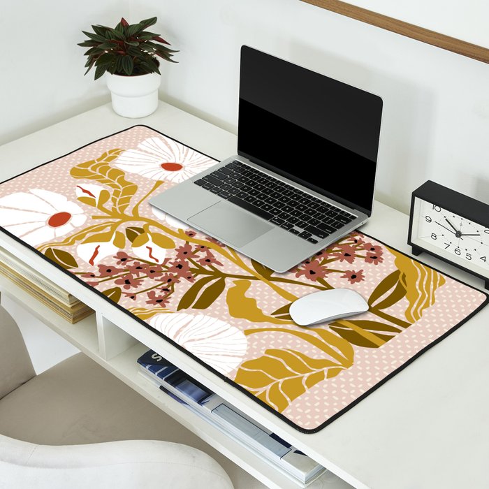 Klimt flowers  soft rose Desk Mat Gallery Image 2