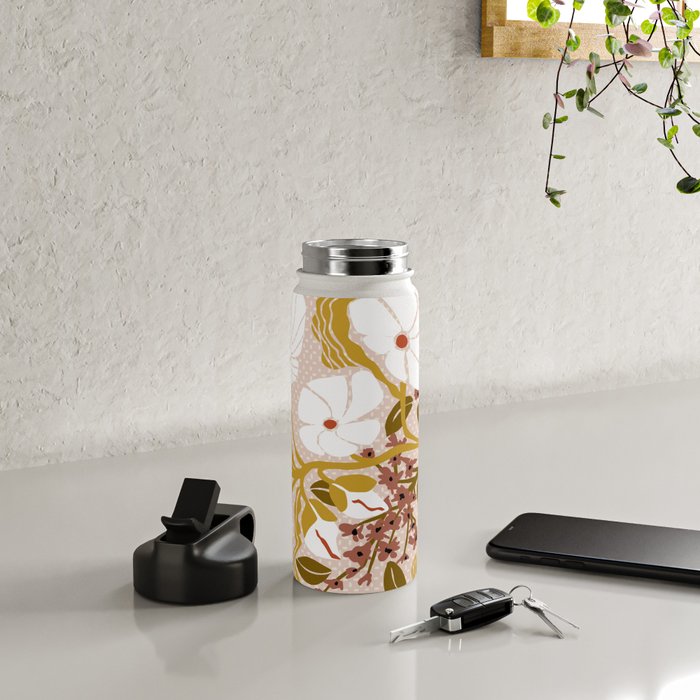 Klimt flowers  soft rose Water Bottle Gallery Image 4