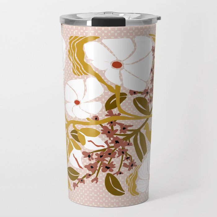 Klimt flowers  soft rose Travel Mug Gallery Image 1