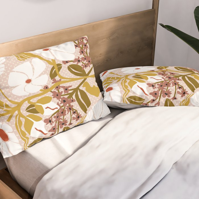 Klimt flowers  soft rose Pillow Sham Gallery Image 2