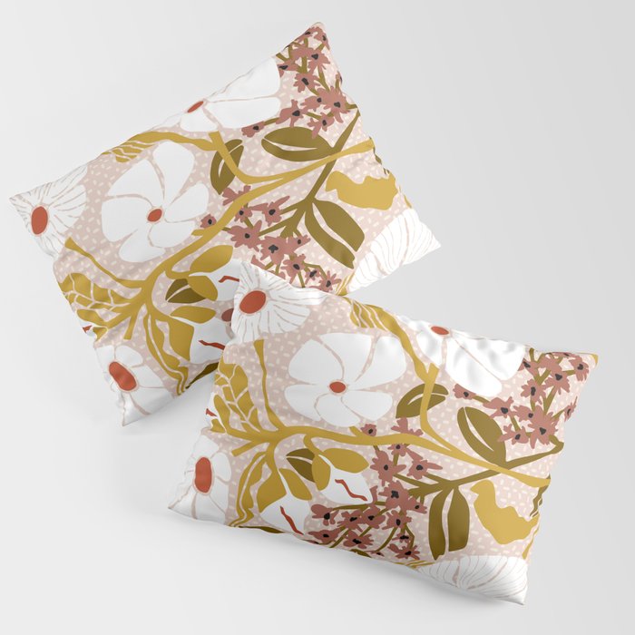 Klimt flowers  soft rose Pillow Sham Gallery Image 3