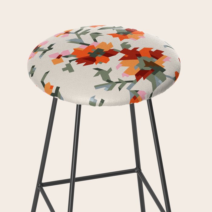the image of stylized flowers in pixel technique or in embroidery technique Stool Gallery Image 2
