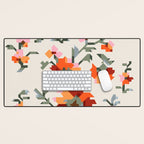 the image of stylized flowers in pixel technique or in embroidery technique Desk Mat Gallery Image 1