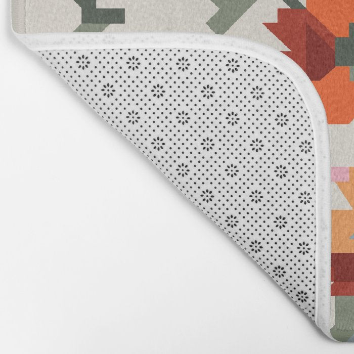 the image of stylized flowers in pixel technique or in embroidery technique Bath Mat Gallery Image 2