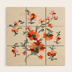 the image of stylized flowers in pixel technique or in embroidery technique Wood Wall Art Gallery Image 1