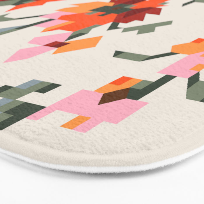 the image of stylized flowers in pixel technique or in embroidery technique Bath Mat Gallery Image 3