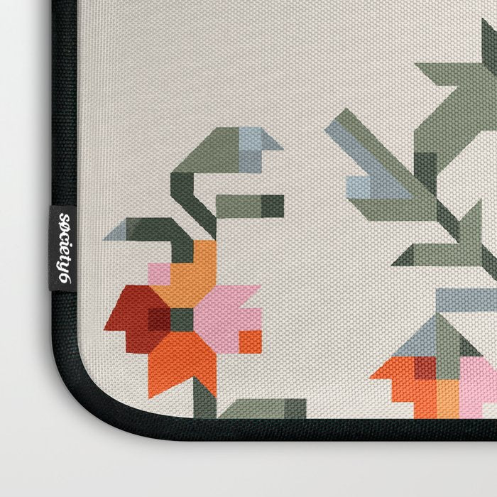 the image of stylized flowers in pixel technique or in embroidery technique Laptop Sleeve Gallery Image 3
