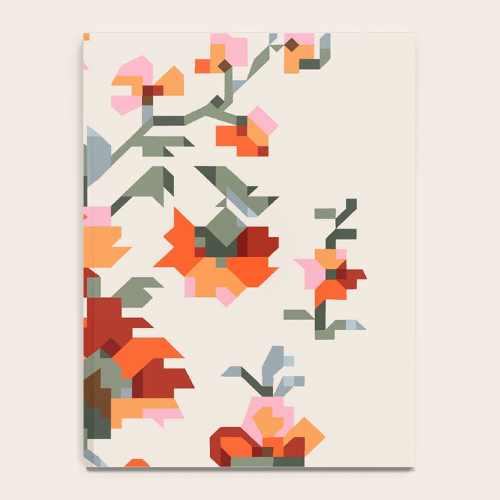 the image of stylized flowers in pixel technique or in embroidery technique Notebook Gallery Image 4