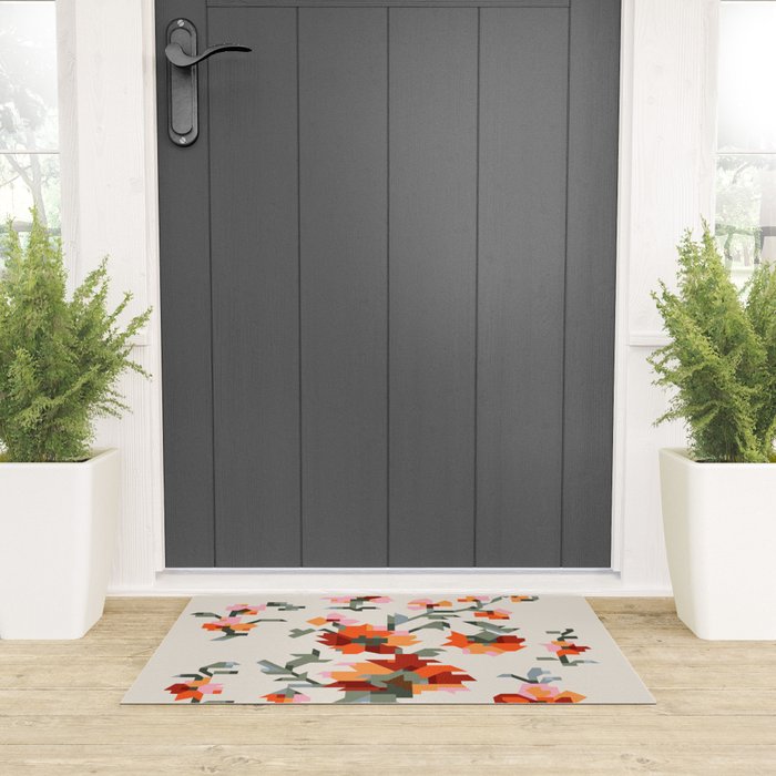 the image of stylized flowers in pixel technique or in embroidery technique Welcome Mat Gallery Image 3