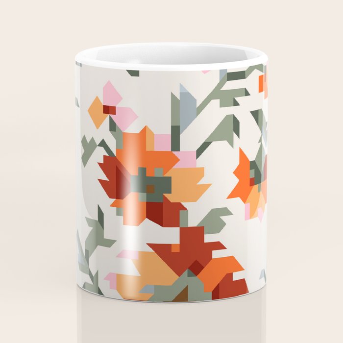 the image of stylized flowers in pixel technique or in embroidery technique Coffee Mug Gallery Image 4