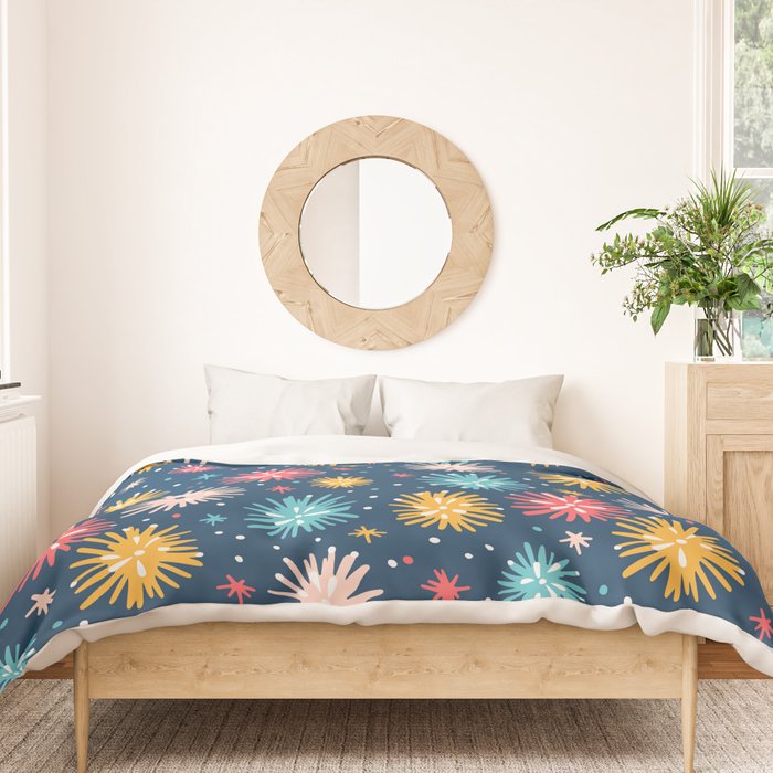 Colorful firework explosion party sky pattern Duvet Cover Gallery Image 3