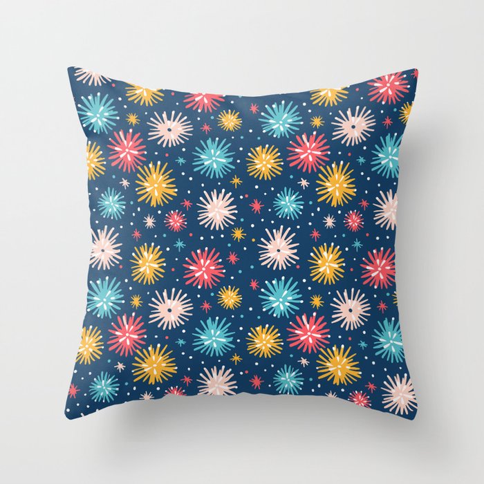 Colorful firework explosion party sky pattern Throw Pillow Gallery Image 6