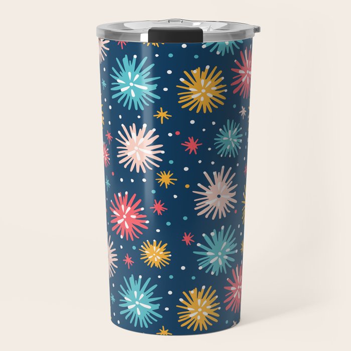 Colorful firework explosion party sky pattern Travel Mug Gallery Image 1