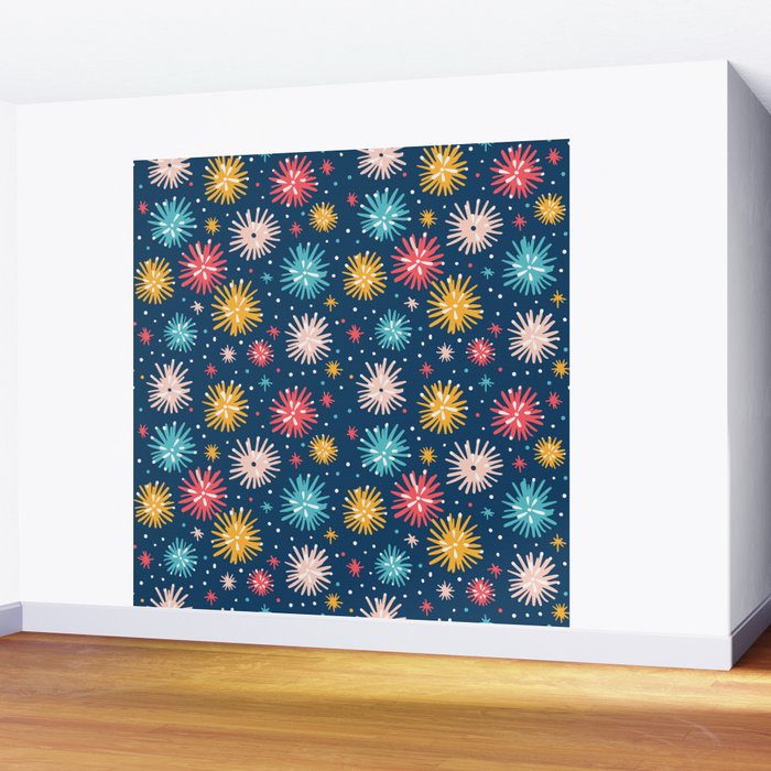 Colorful firework explosion party sky pattern Wall Mural Gallery Image 2