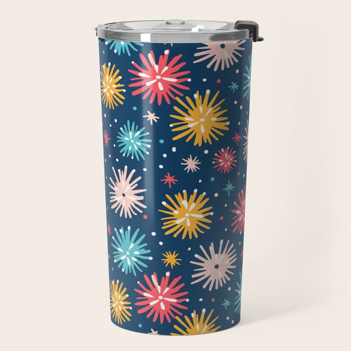 Colorful firework explosion party sky pattern Travel Mug Gallery Image 2