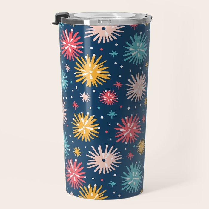 Colorful firework explosion party sky pattern Travel Mug Gallery Image 3