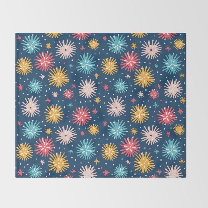 Colorful firework explosion party sky pattern Throw Blanket Gallery Image 2