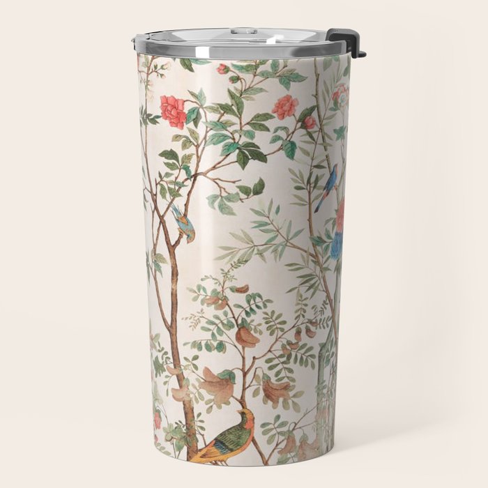 Chinoiserie Peach Floral Fresco Garden Birds Travel Mug Gallery Image 2
