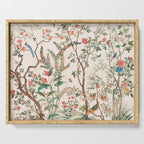 Chinoiserie Peach Floral Fresco Garden Birds Serving Tray Gallery Image 1