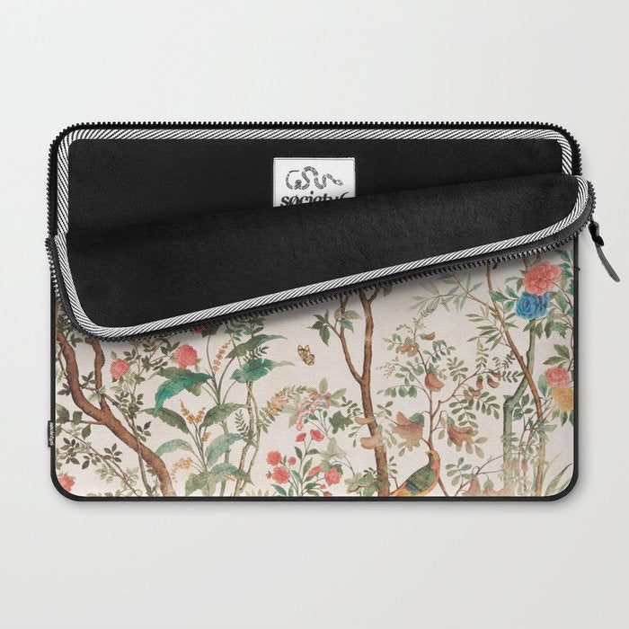 Chinoiserie Peach Floral Fresco Garden Birds Laptop Sleeve Gallery Image 2