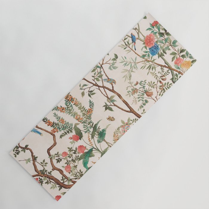 Chinoiserie Peach Floral Fresco Garden Birds Yoga Mat Gallery Image 1
