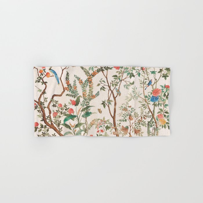 Chinoiserie Peach Floral Fresco Garden Birds Bath Towel Gallery Image 1